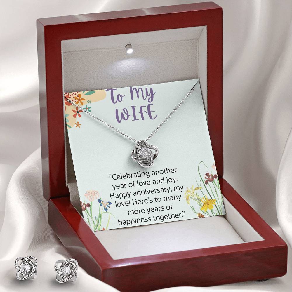 Love Knot Earring & Necklace Set Gift for Her,Anniversary Gift for Wife.