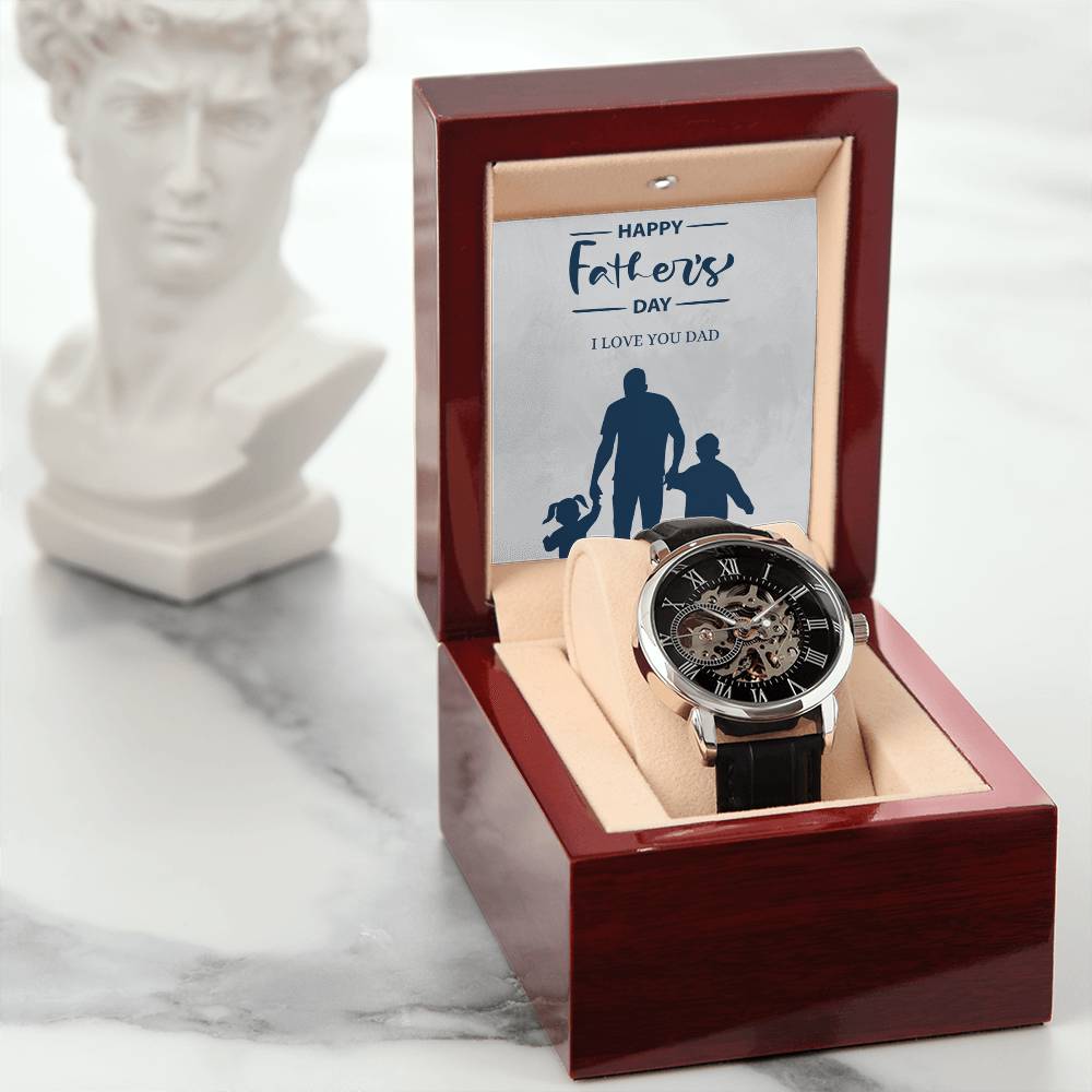 Luxury Men's Openwork Watch Gift for Fathers Day.
