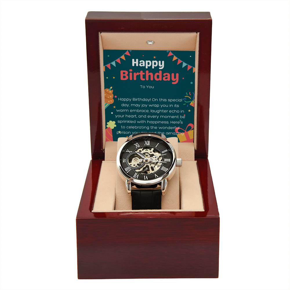 Luxury Men's Openwork Watch Gift for Birthday.