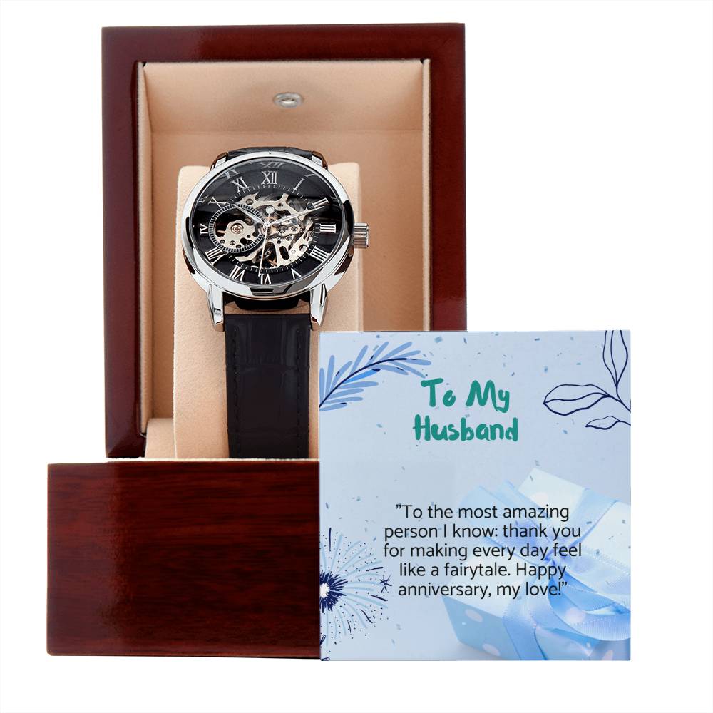 Luxury Men's Openwork Watch Gift for Husband ,Gift for Anniversary.