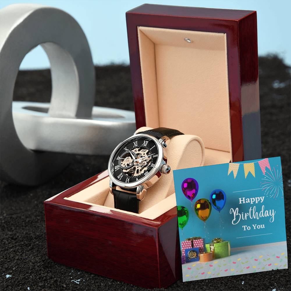 Luxury Men's Openwork Watch Gift for Birthday,Gift for son,Gift for Husband,Gift for Boyfriend,Gift for Dad.