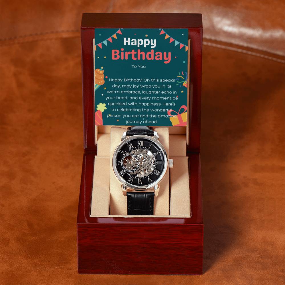 Luxury Men's Openwork Watch Gift for Birthday.