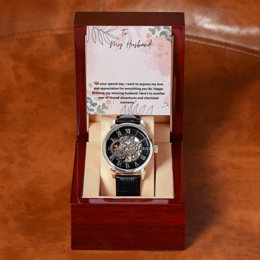 Luxury Men's Openwork Watch Gift for Husband,Gift for Birthday.