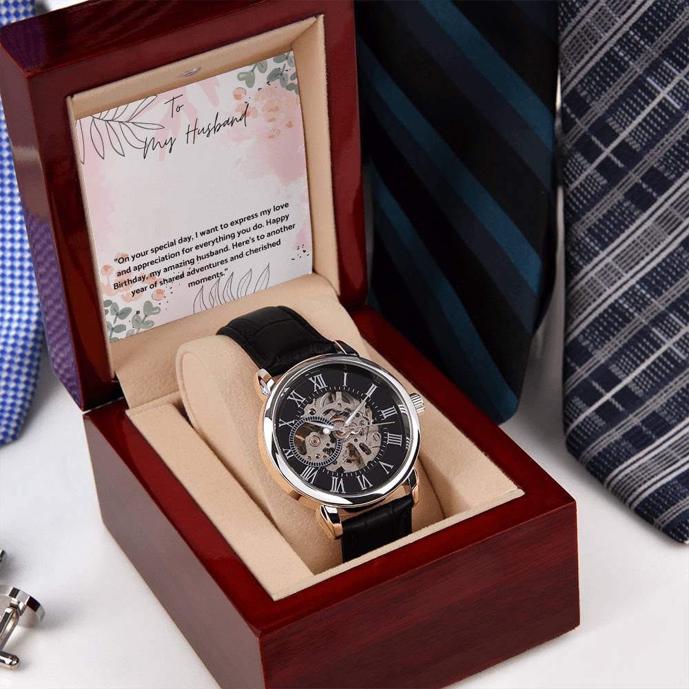 Luxury Men's Openwork Watch Gift for Husband,Gift for Birthday.