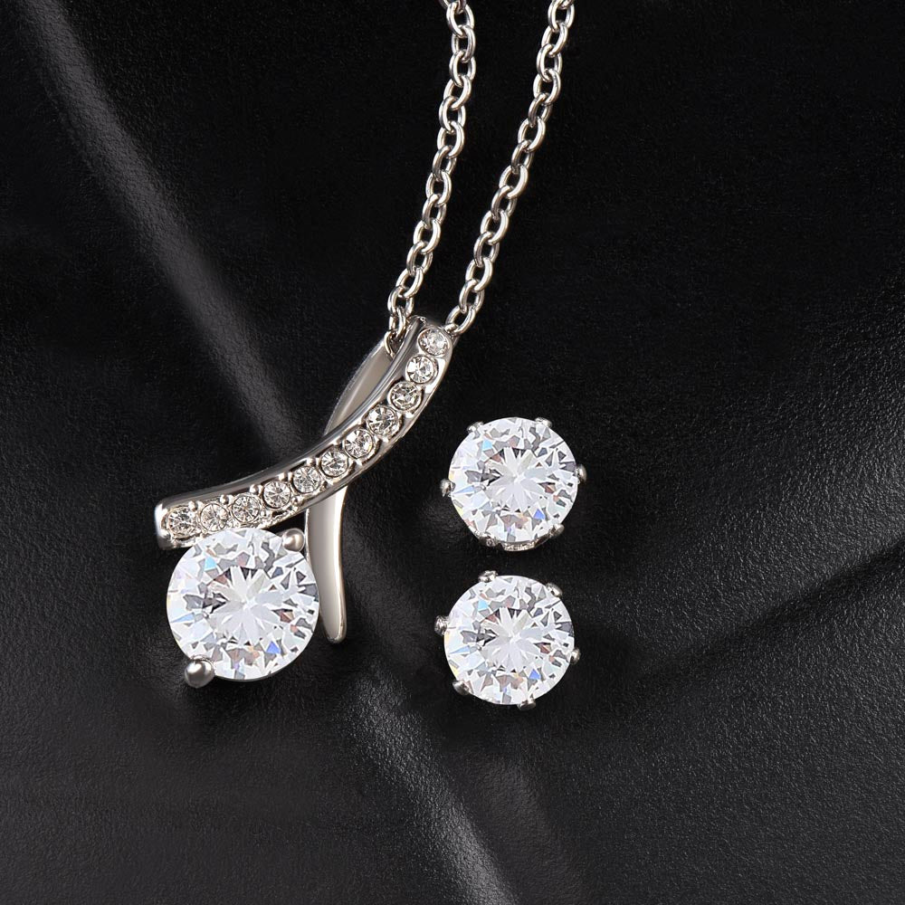 Alluring Beauty Necklace and Cubic Zirconia Earring Set for Mom,Mothers day Gift