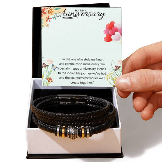 Men's "Love You Forever" Bracelet Gift for Anniversary,Gift for Husband.