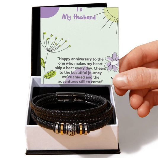 Men's "Love You Forever" Bracelet  gift for Husband ,Giftfor Anniversary.