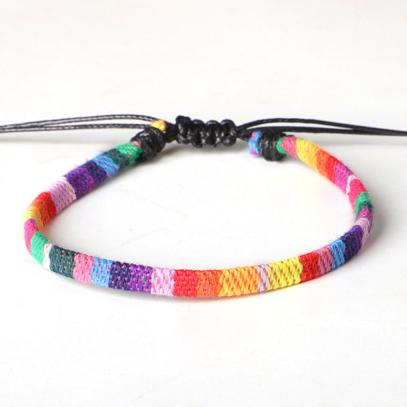 Hand Woven Rainbow Color Anklet Bohemian Style.Gift for Girlfriend.